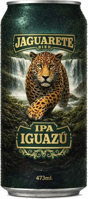 Lata da cerveja Jaguarete IPA Iguaçu, 473 ml.