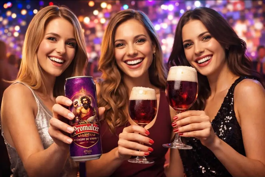 Clientes brindando com taças de chopp em uma noite de música no Castelo Alemão.